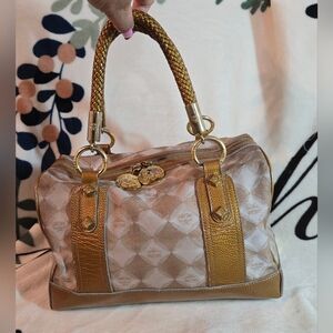 💯 Authentic MCM Princess Lion Boston Bag Metallic Gold